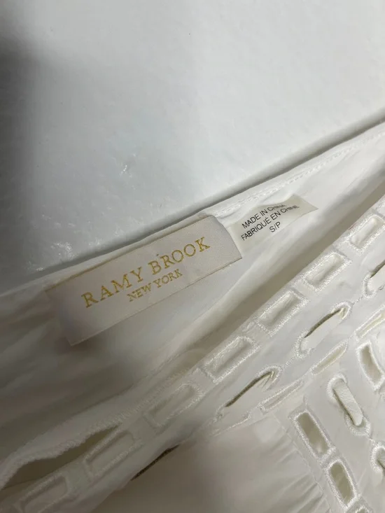 Ramy Brook Komi Eyelet Elegant Long Sleeve V Neck White Top Size Small - Picture 4 of 7